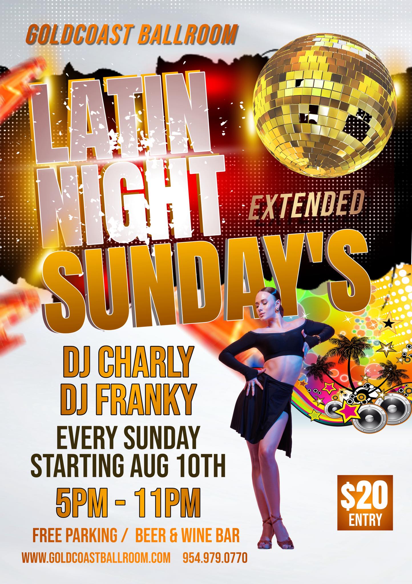 Latin Sundays at Gold Coast Ballroom flyer