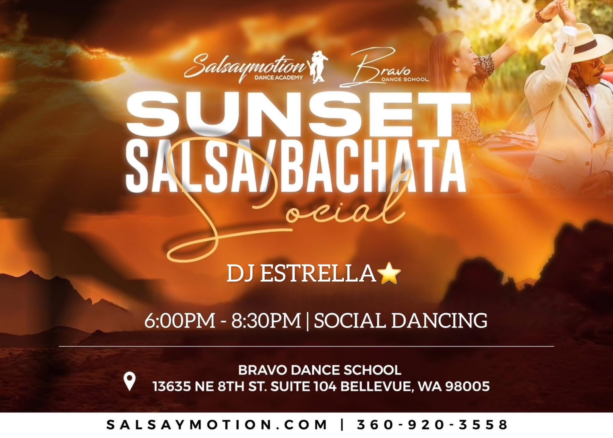 Salsaymotion Sunset Social flyer
