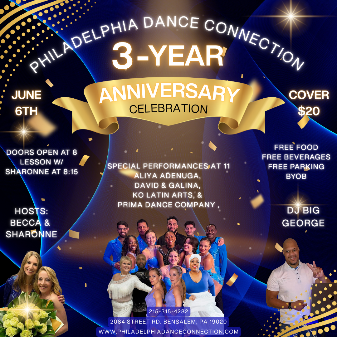 Philadelphia Dance Connection 3-Year Anniversary Party flyer