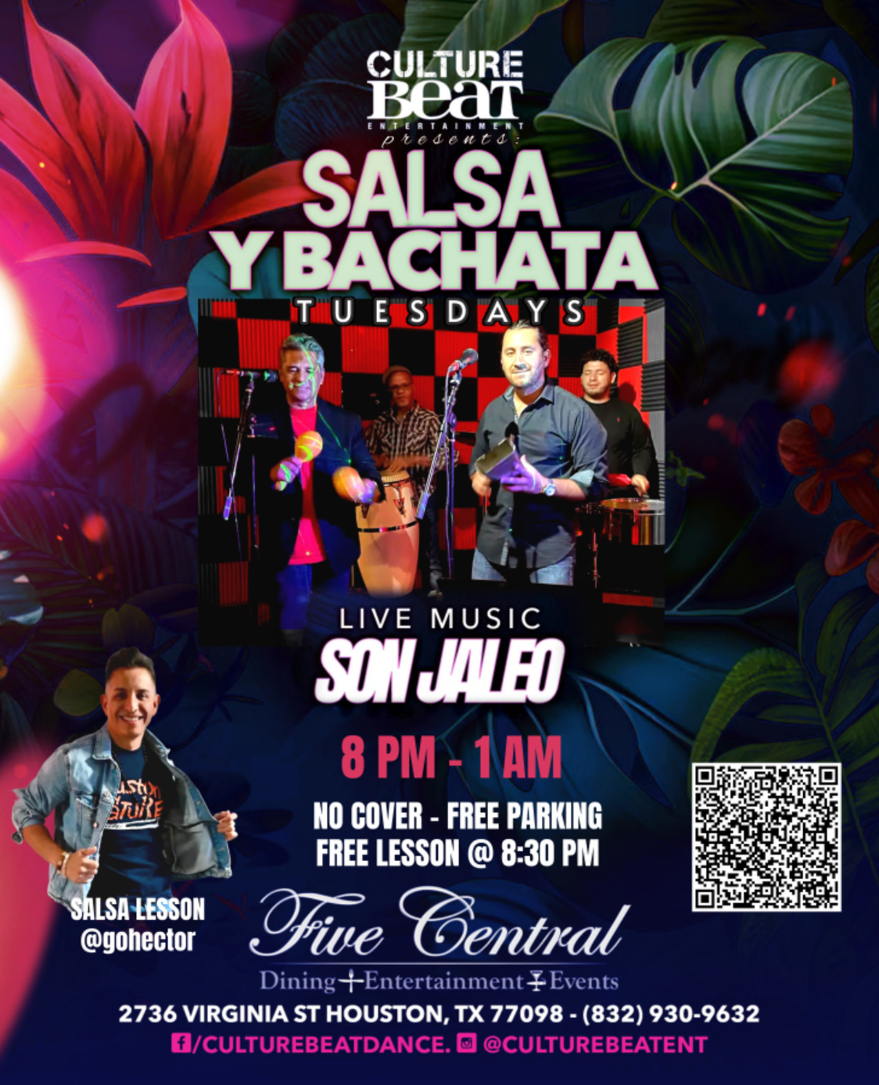 Salsa y Bachata Tuesdays at Five Central flyer