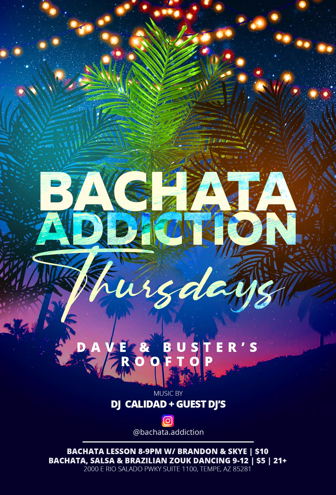 Bachata Addiction Thursday at Dave & Busters flyer