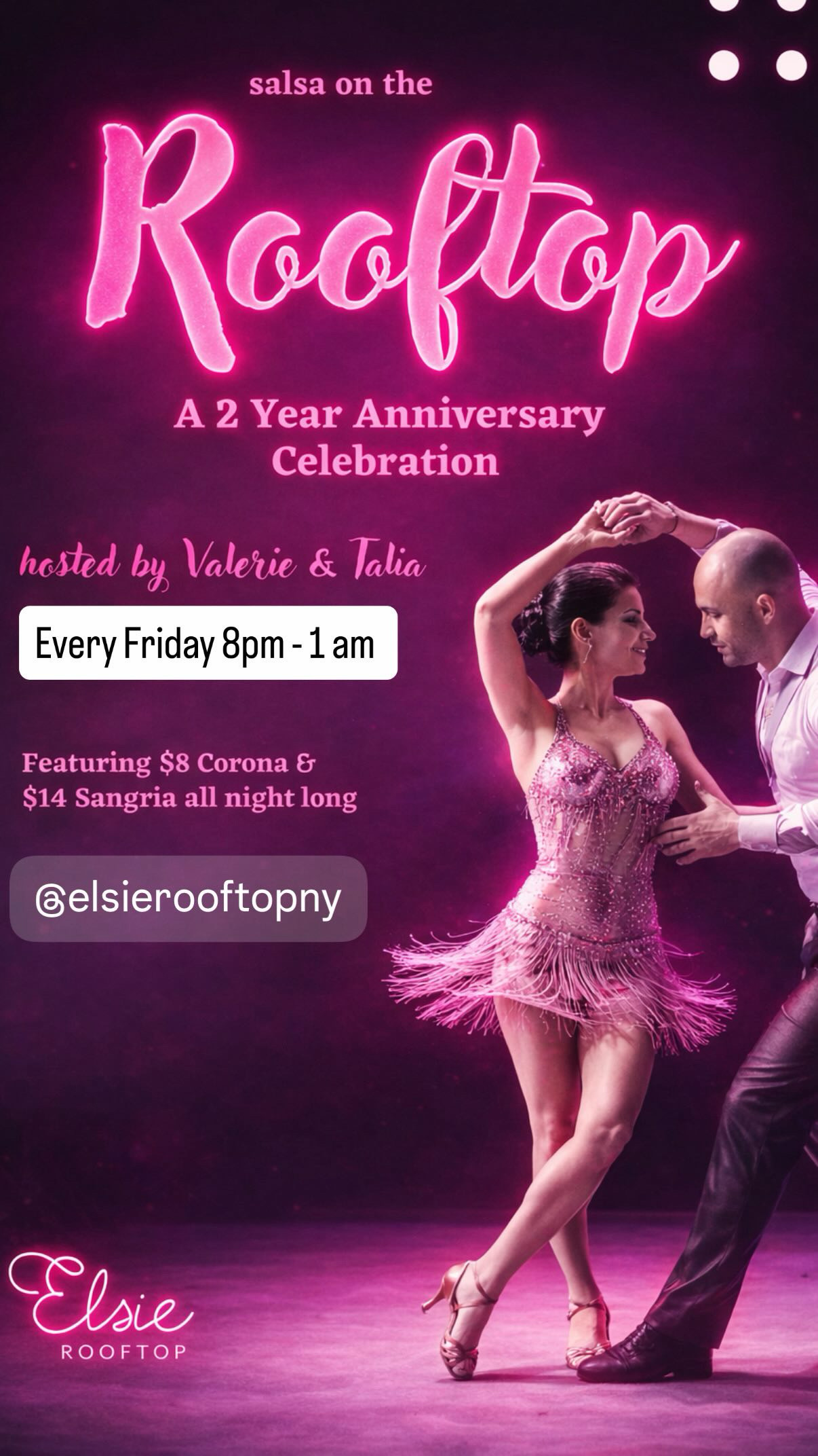 Salsa on the Rooftop: Latin Night at Elsie Rooftop flyer