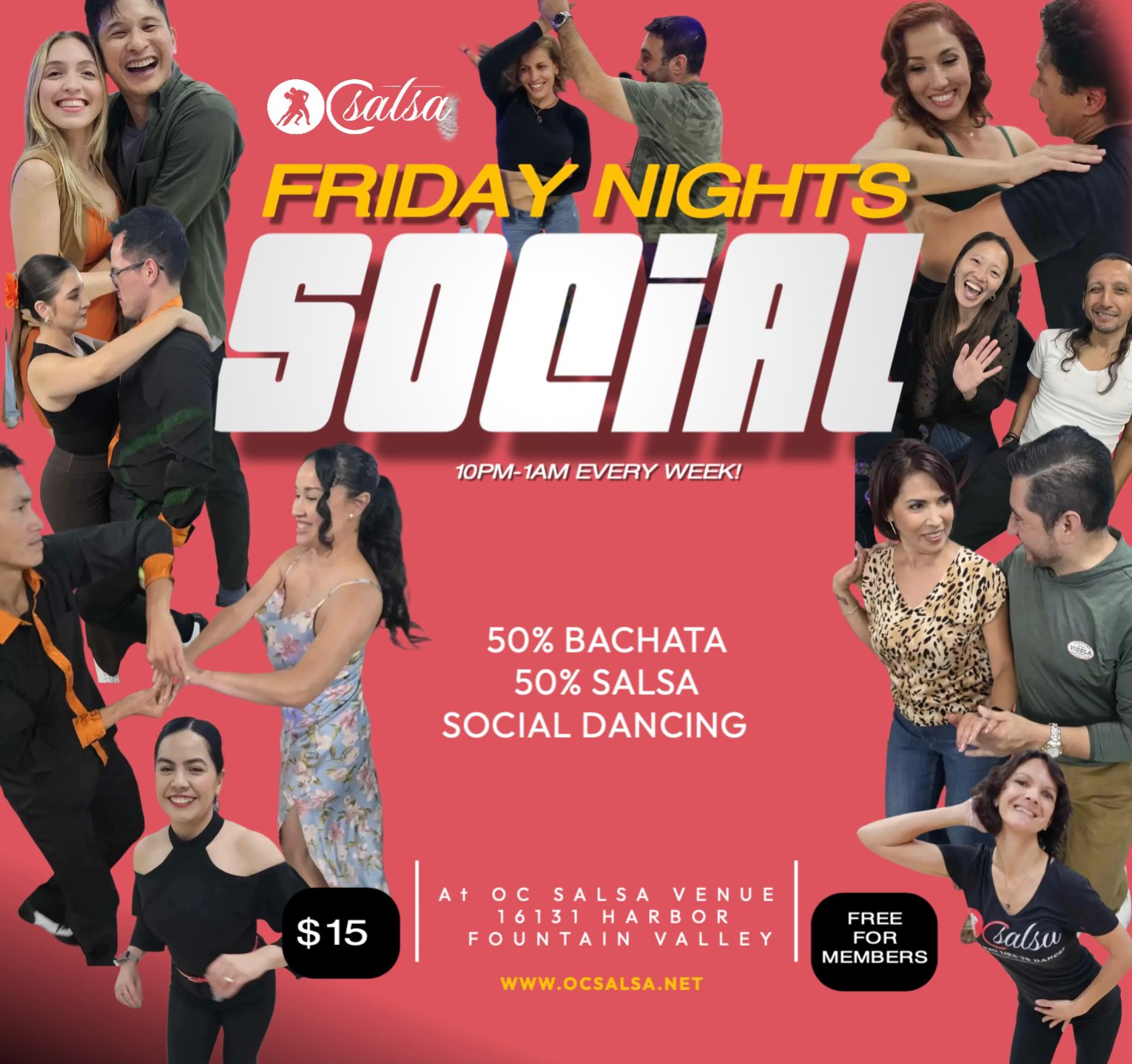 Friday Nights Salsa Social @OC Salsa flyer