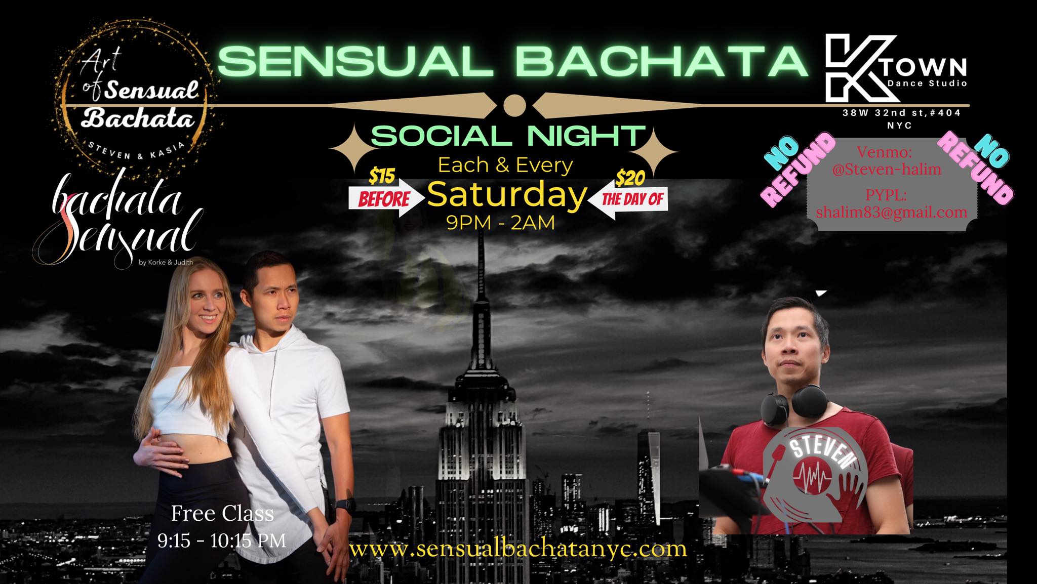 Bachata Sensual NYC Social Dance flyer