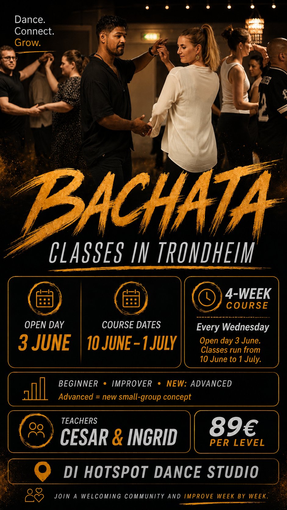 Bachata Classes Trondheim flyer