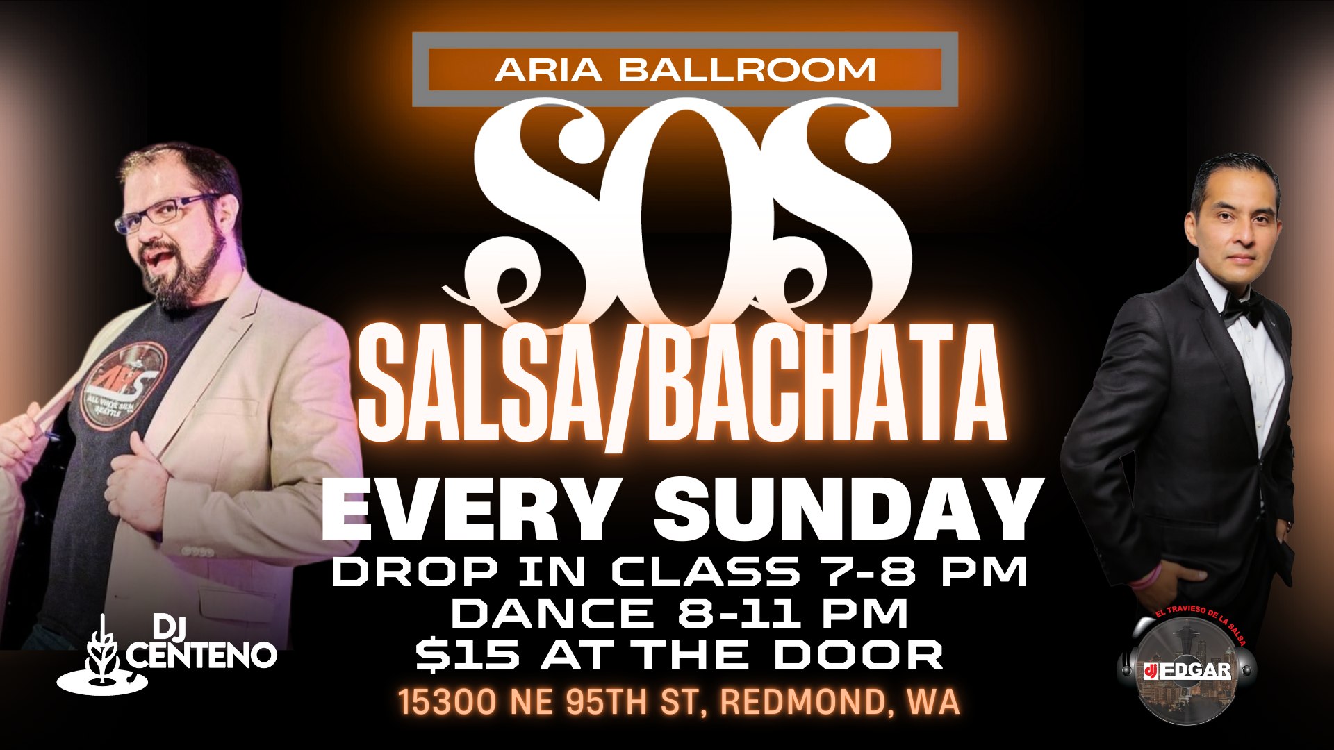 eSOeS – Salsa/Bachata at Aria Ballroom every Sunday flyer