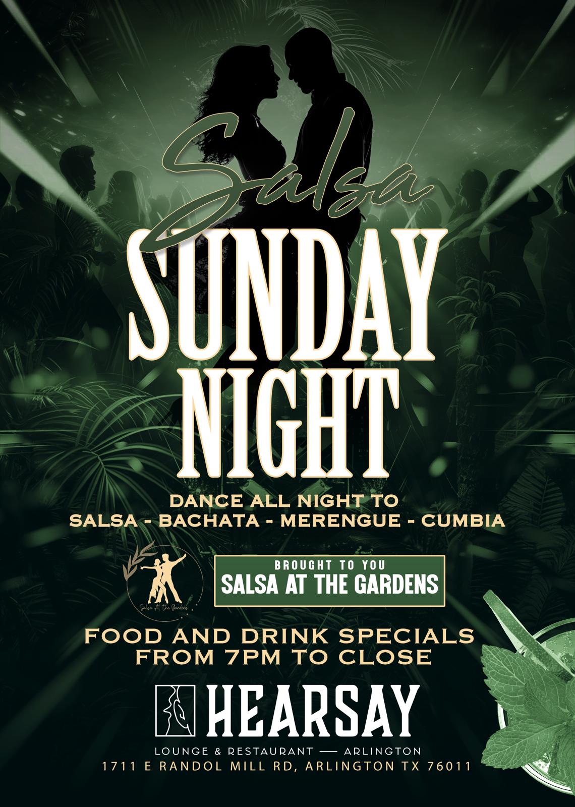 Salsa Sunday Night at Hearsay Arlington flyer