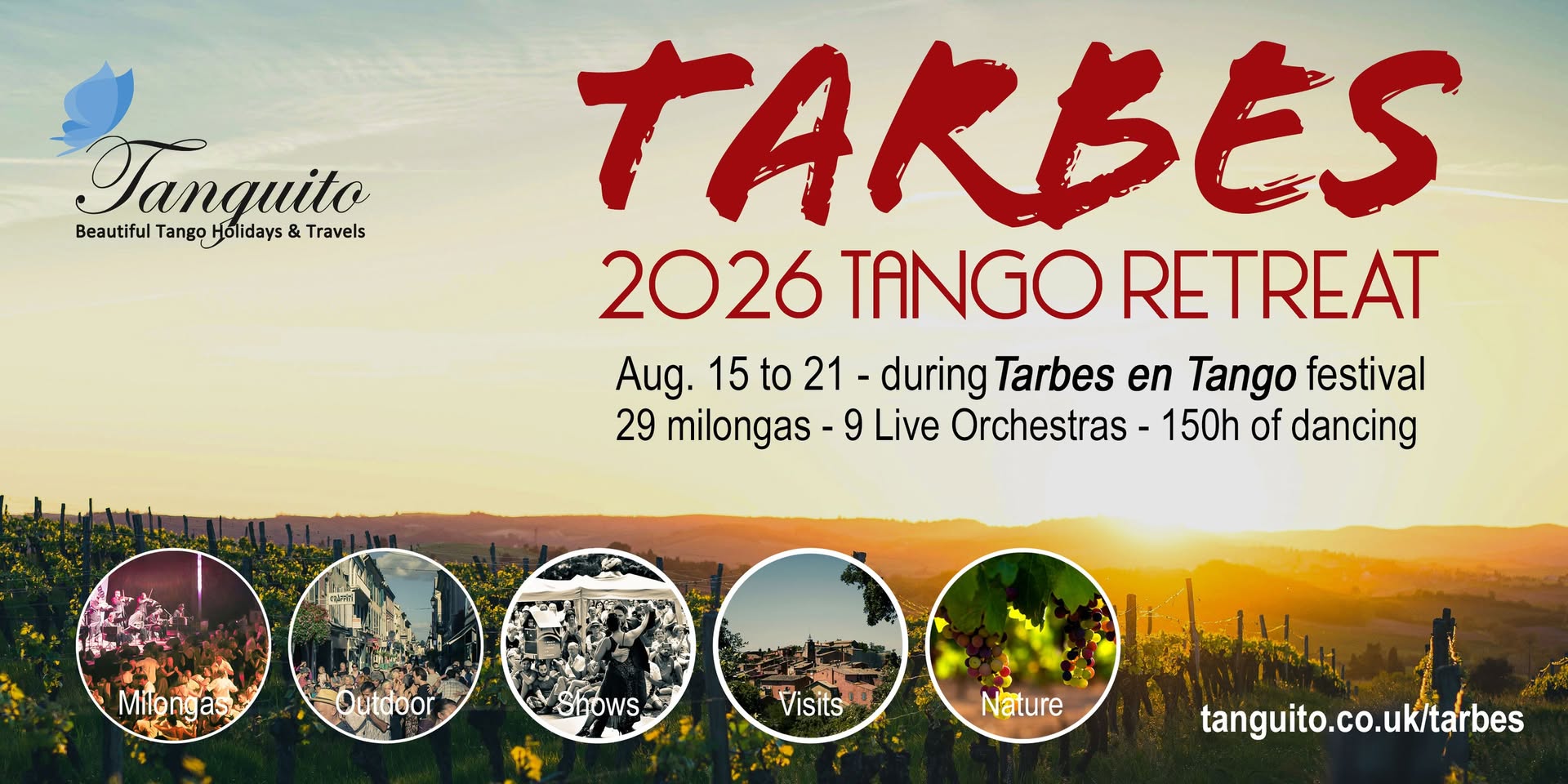 2026 Tarbes Tango Retreat - festival, nature, wine & culture in Occitanie (South France) - 3rd. ed. flyer