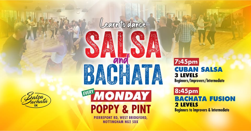 Cuban Salsa & Bachata classes every Monday at Poppy & Pint flyer