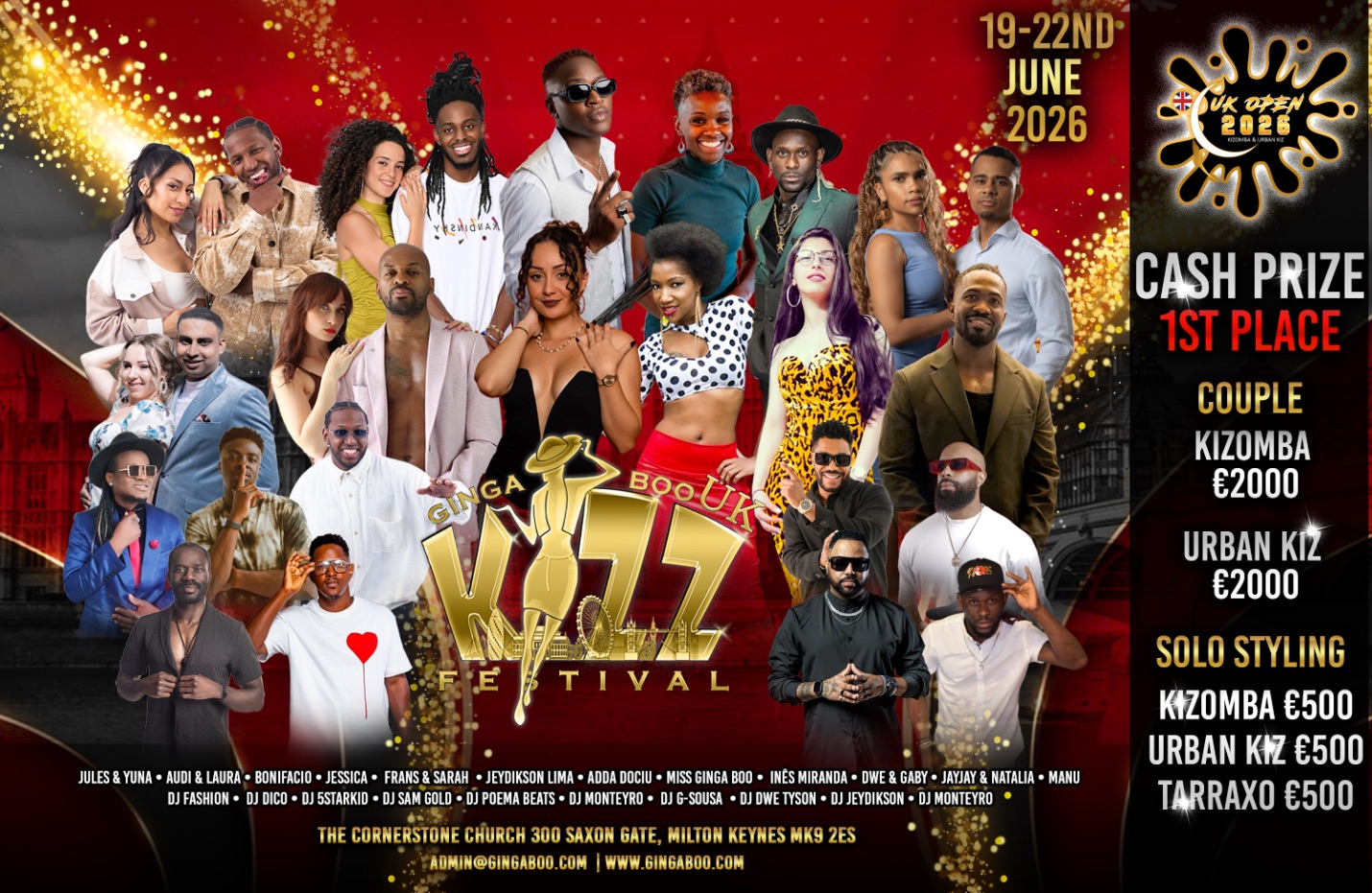 Ginga Boo UK Kizomba Festival & International UK Open Competition 2026 flyer