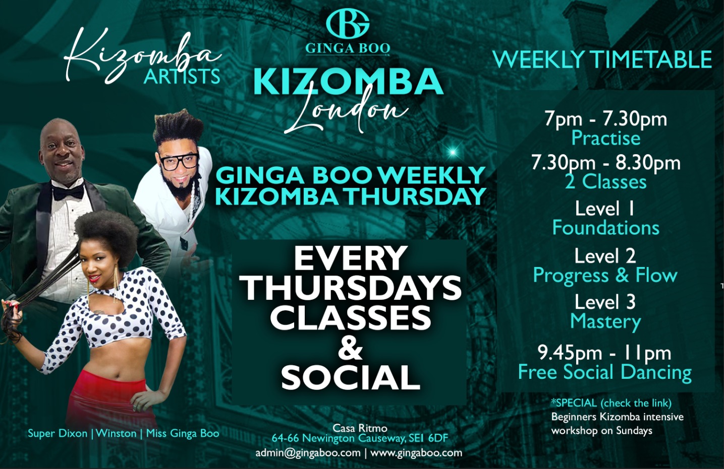 Kizomba London - GB Weekly Thursday classes & social (4 levels) flyer
