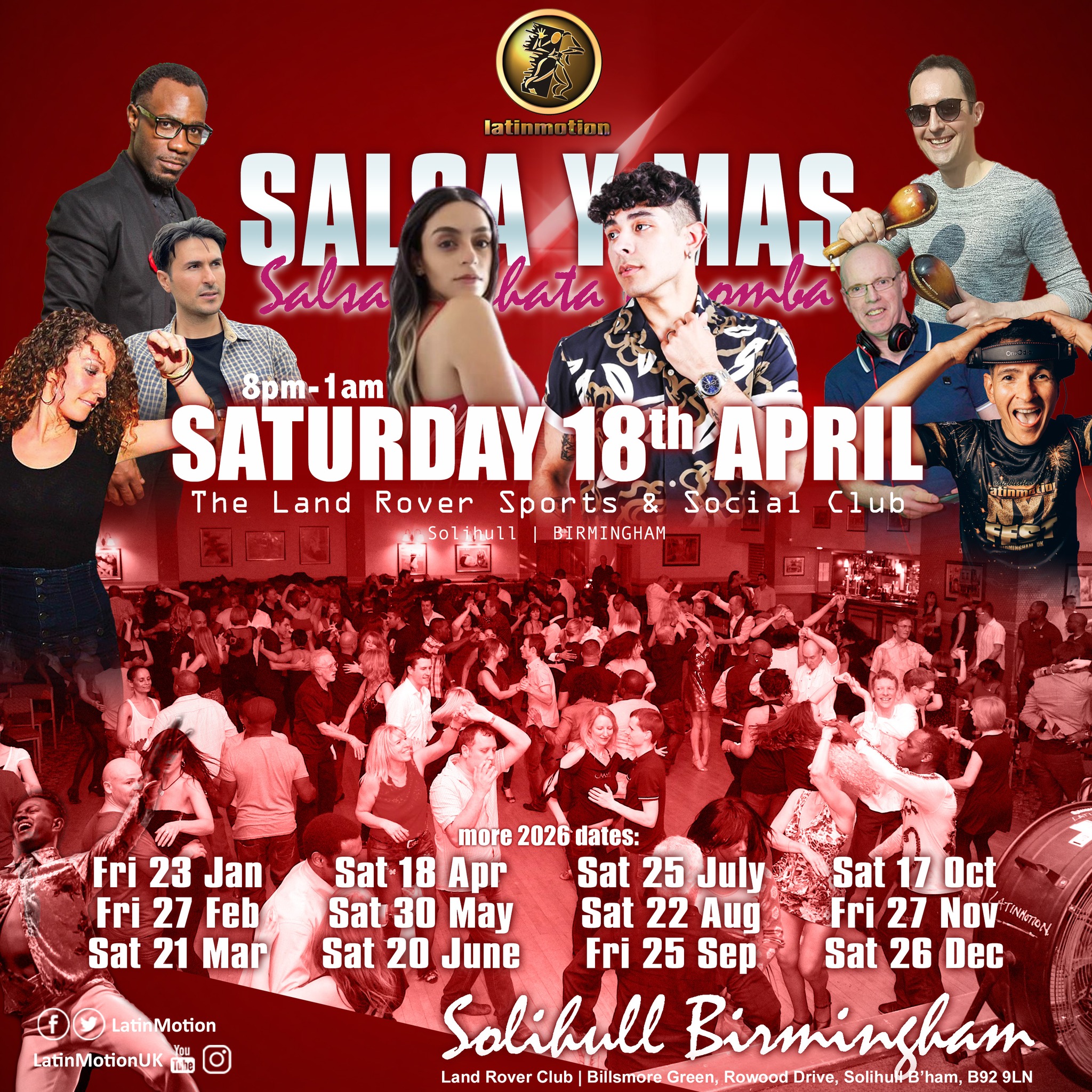 LatinMotion ❤️‍🔥  SALSA Y MAS 💃🏻 Land Rover Club 📍 Solihull, Birmingham flyer