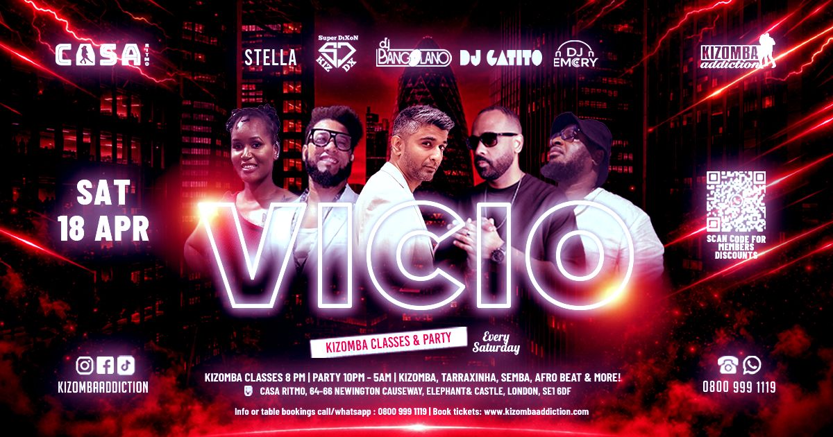 🎶 London’s No.1 Kizomba Party : Vicio – with DJ Bangolano 🐰🎉 flyer