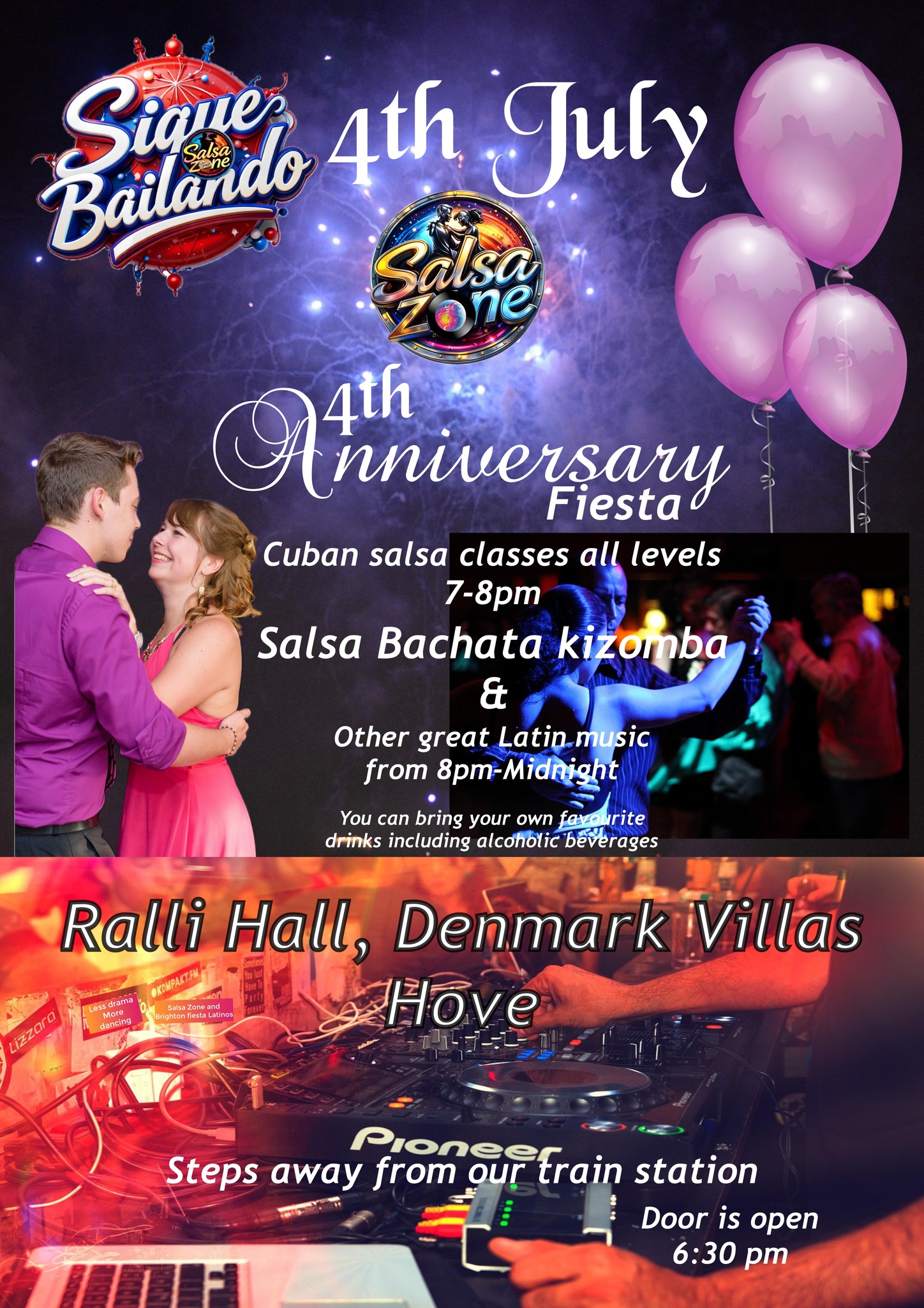 Sigue  Bailando the 4th anniversary fiesta flyer